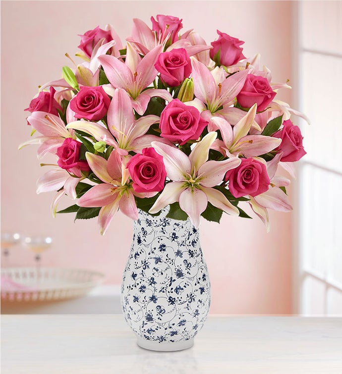 Magnificent Pink Rose & Lily Bouquet