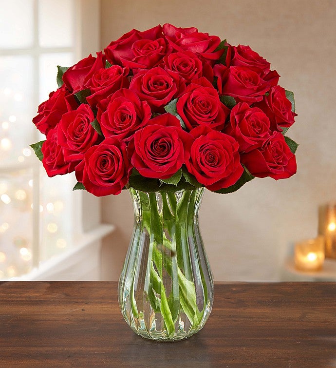 Merry Red Roses: Buy 12, Get 12 Free + Free Vase