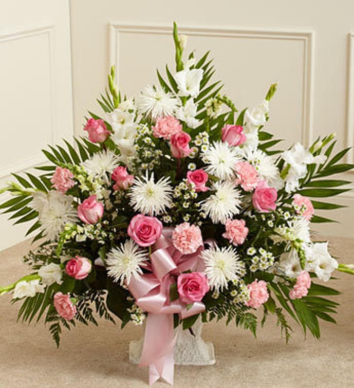 Heartfelt Tribute Floor Basket Arrangement Pink