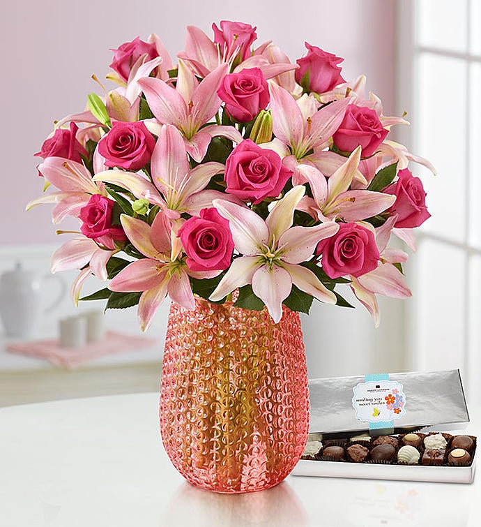 Magnificent Pink Rose & Lily Bouquet