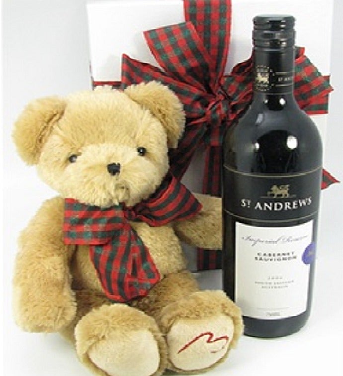 Little Ted Teddy Bear & Wine Gift