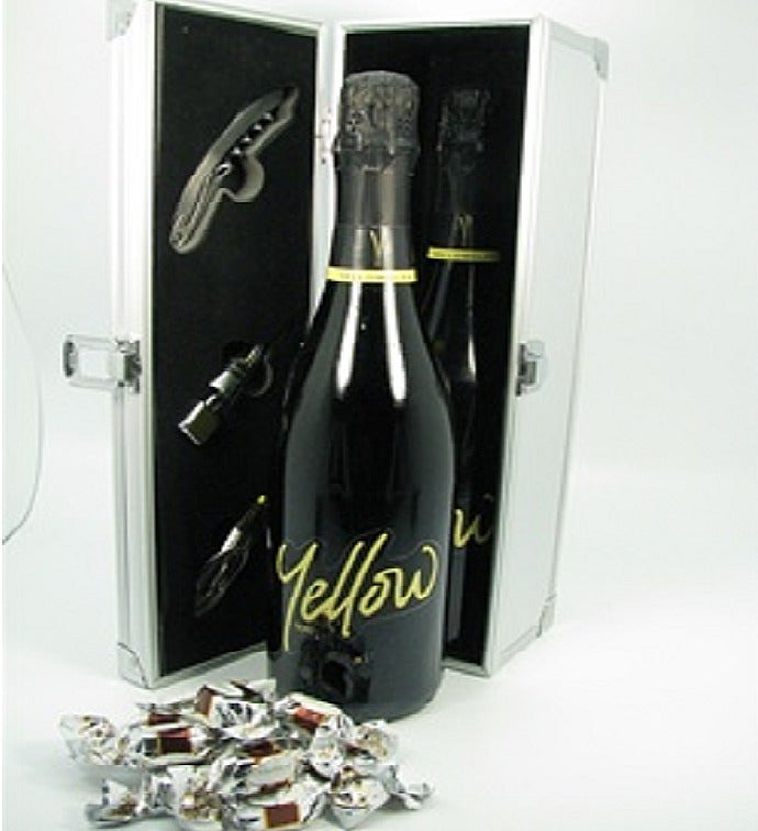 Yellow Sparkling Wine & Chocolates Gift Box