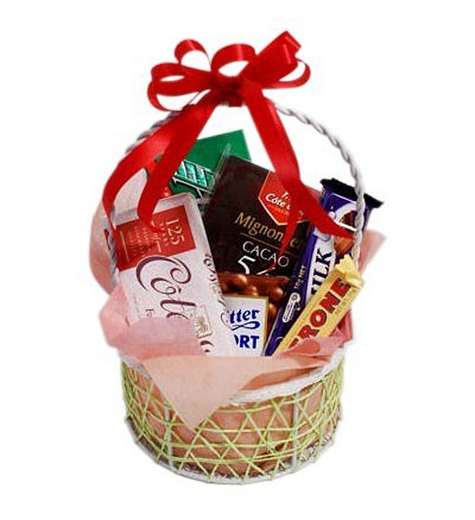 Assorted Chocolates in a Small Basket
