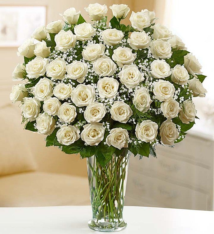 Premium Long Stem White Roses for Sympathy