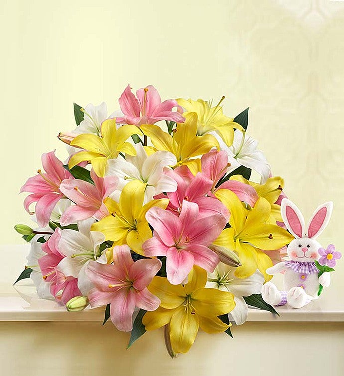 Sweet Spring Lilies for Easter 50 Blooms with Bunny