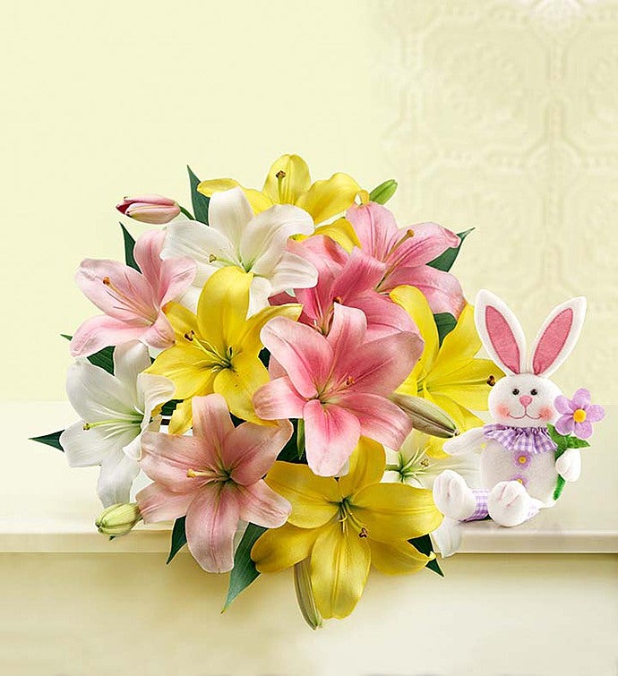 Sweet Spring Lilies for Easter 25 Blooms with Bunny