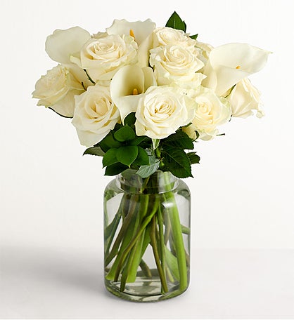 White Rose & Calla Lily Bouquet for Sympathy
