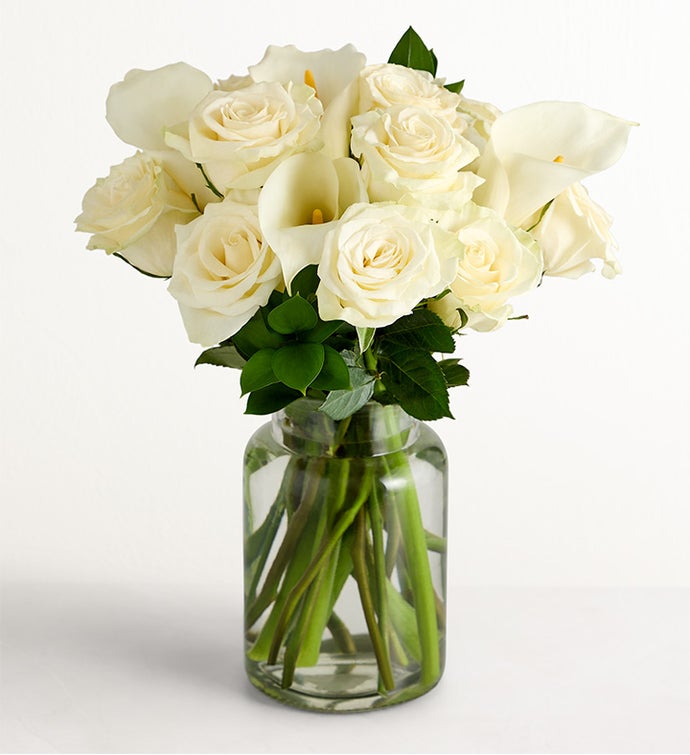 White Rose & Calla Lily Bouquet for Sympathy