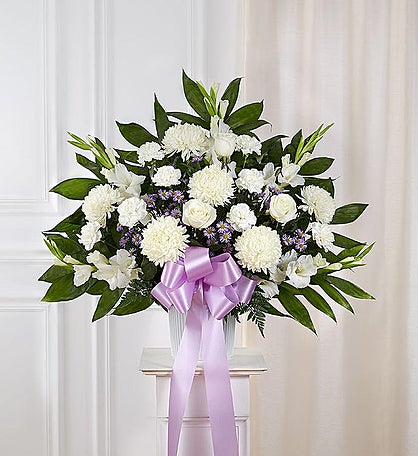 Heartfelt Sympathies Lavender & White Standing Basket