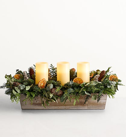 Fruitful Holiday Fresh Evergreen Centerpiece