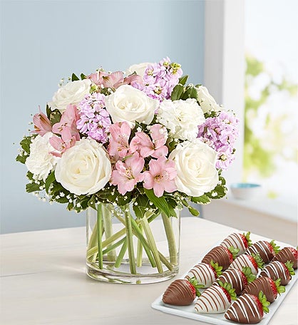Elegant Blush™ Bouquet with Strawberries