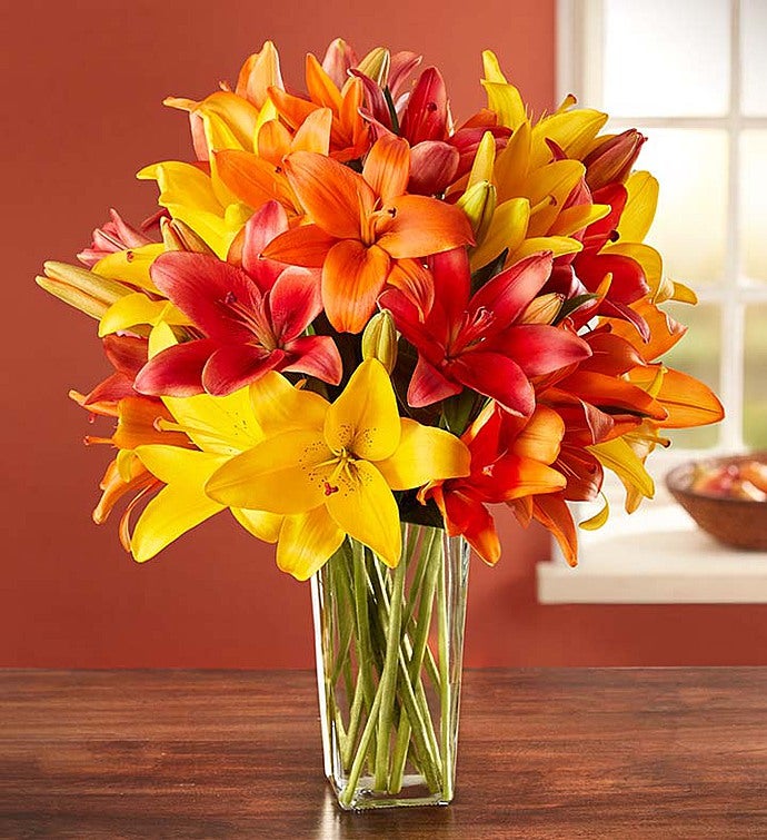 Autumn Lily Bouquet + Free Vase