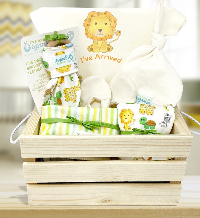 Personalized I’ve Arrived Organics Baby Gift Crate