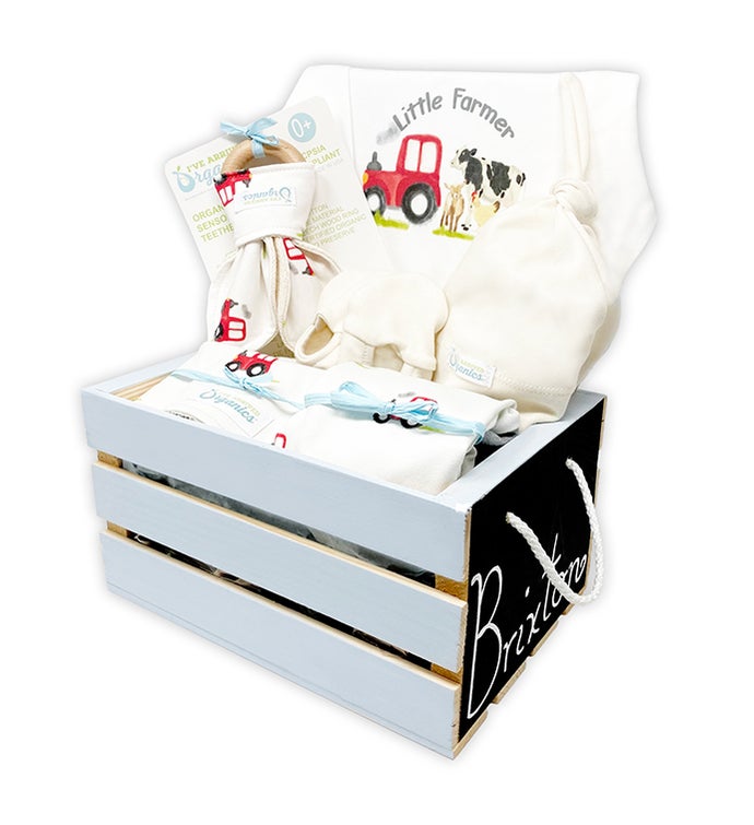 Personalized Organics Gift Basket Blue Little Farmer
