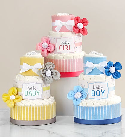 Baby Blossom® Diaper Cake - Pink, Blue, or Yellow