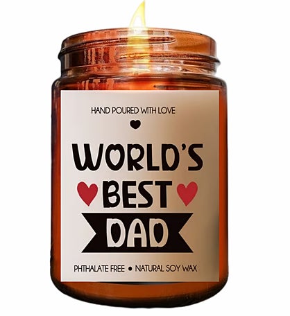 World's Best Dad Lavender Wax Candle Gift, 10oz