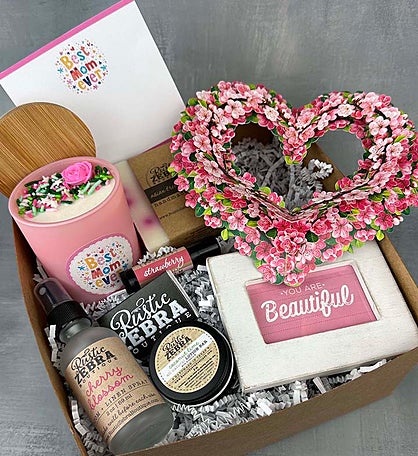 Best Mom Ever Pink Candle With Flowers