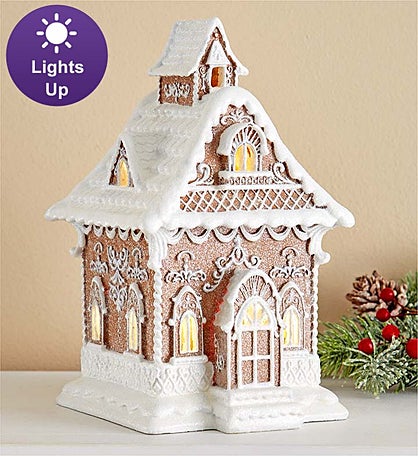 Frosted Gingerbread Cottage– 10.5”H