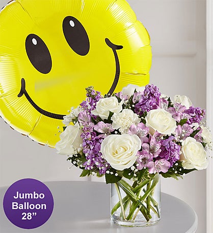 Lovely Lavender Medley™ with Jumbo Smile Balloon