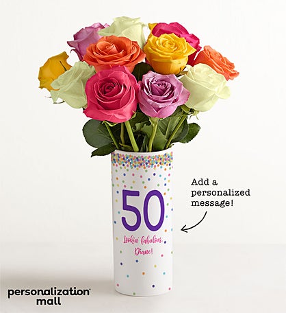 Milestone Celebrations Bouquet with Personalized Vase