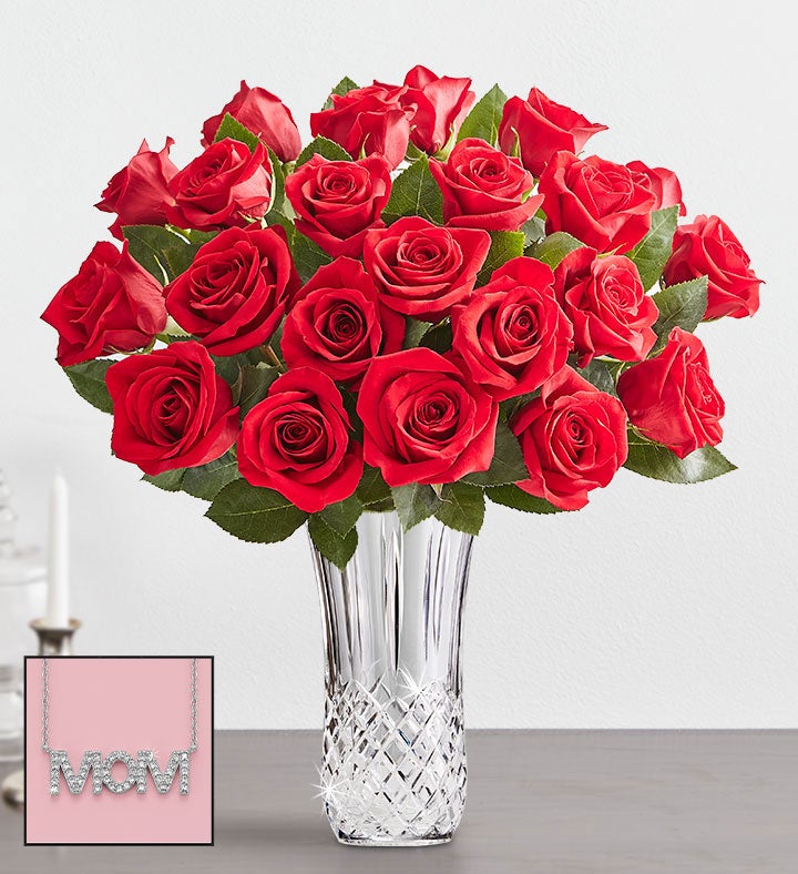 Red Roses In Luxury Posh Vase Flowers