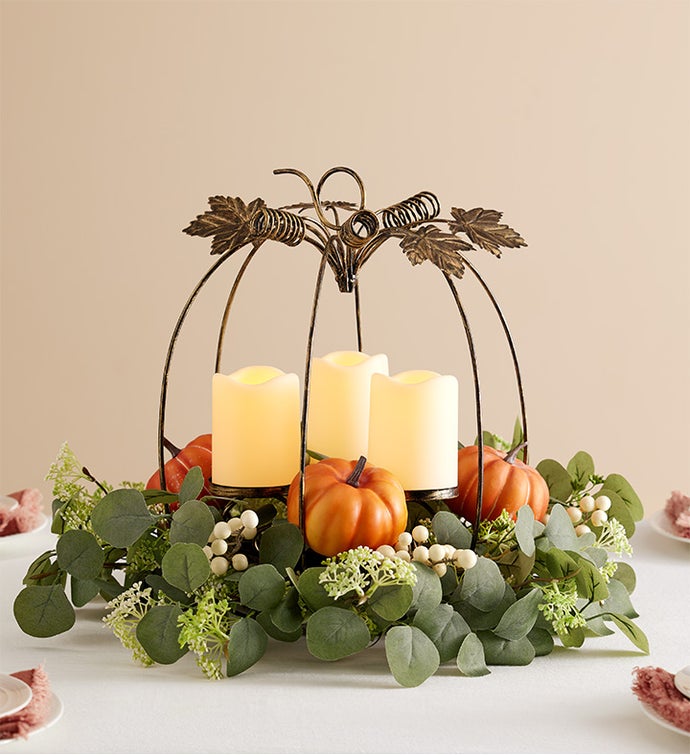 Illuminating Pumpkin Centerpiece 17”