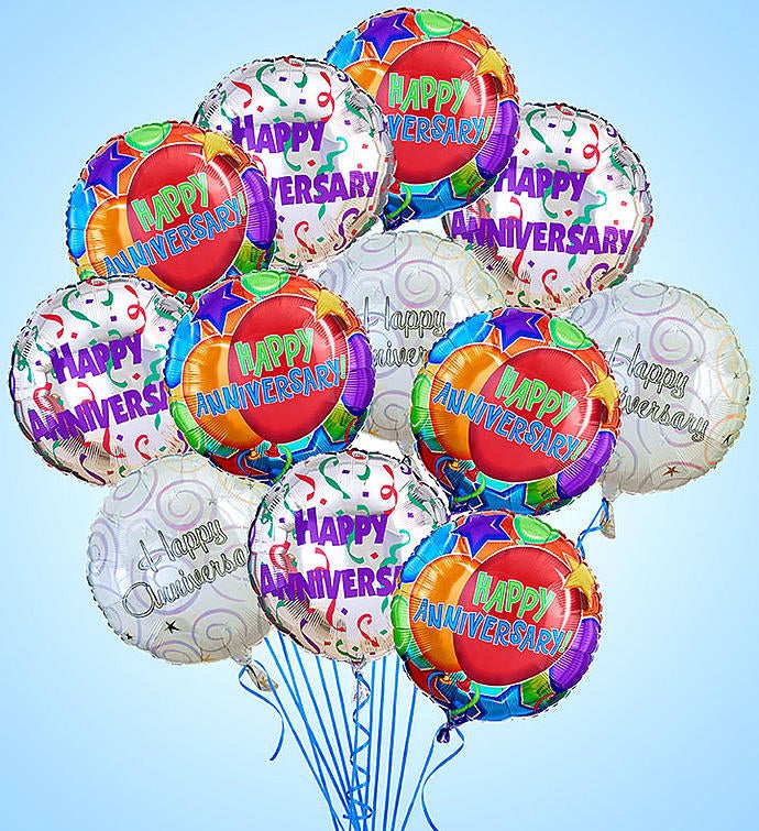 Air-Rangement® - Anniversary Mylar Balloons One Dozen