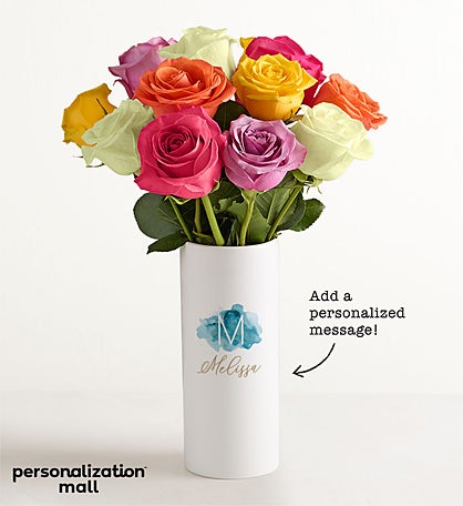 Birthstone Bouquet with Personalized Vase