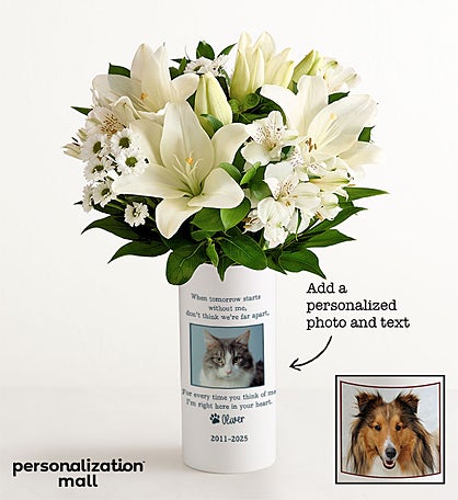 Pet Memorial Bouquet with Personalized Photo Vase