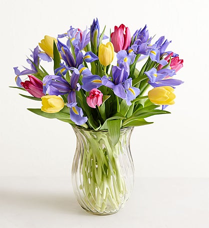 Fanciful Spring Tulip & Iris Bouquet