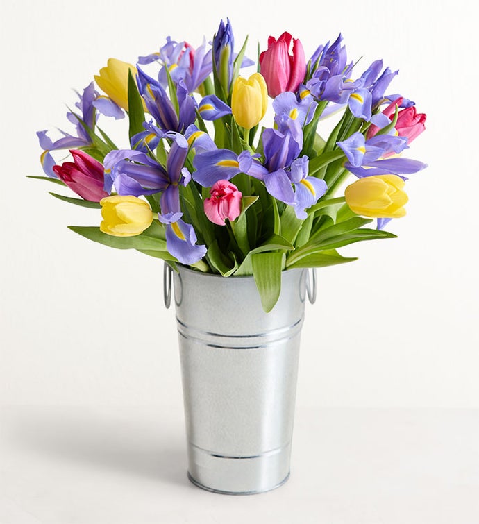Fanciful Spring Tulip & Iris Bouquet