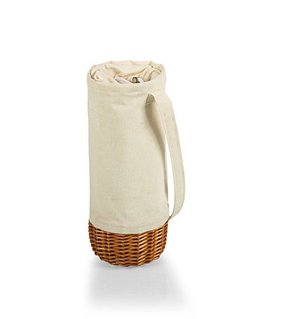 Malbec Insulated Canvas And Willow Wine Bottle Basket