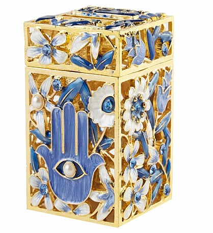 Matashi Hand-painted Tzedakah Charity Box Keepsake Treasure Box