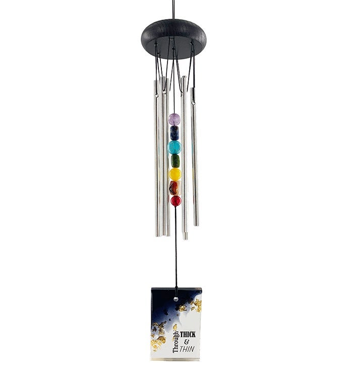 Friendship "Through Thick And Thin" Colored Stone Silver Wind Chime Gift