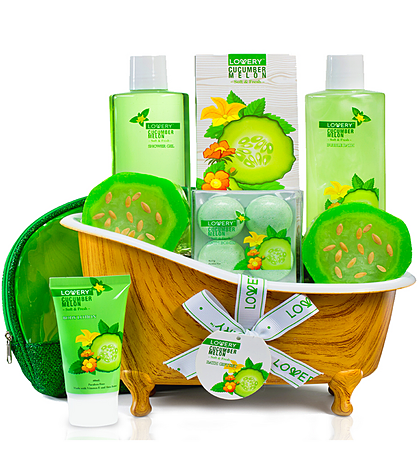 Lovery Home Spa Gift Set - Natural Cucumber & Organic Melon - 12 Pc