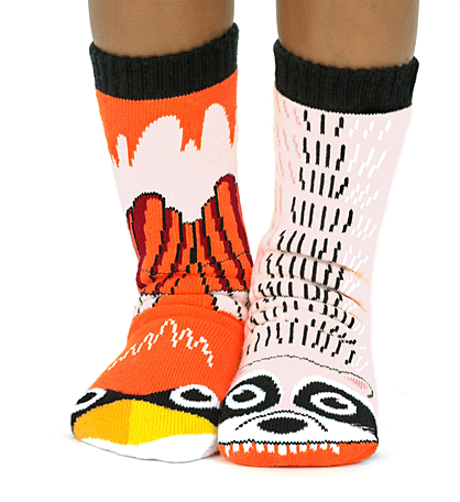 Raccoon & Cardinal Pals Socks