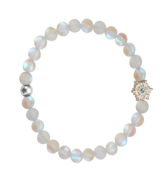 Luca + Danni Snowflake Stretch Bracelet With Clear Quartz Beads Silver Tone