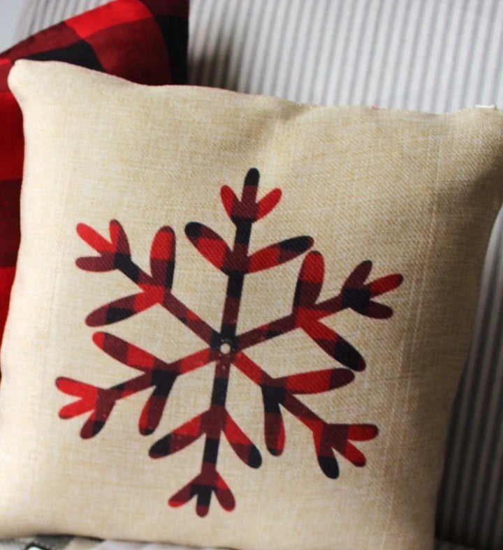 Plaid Snowflake Pillow