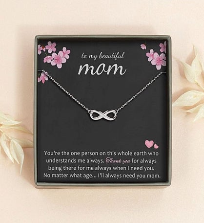 To My Beautiful Mom Silver Infinity Necklace