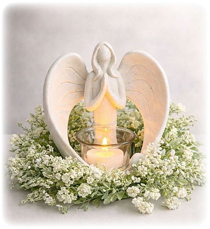 Angel Memorial Candleholder Sympathy Gift With Led Tealight Candle