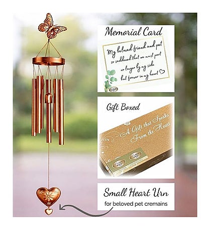 Pet Sympathy Gift Cremation Wind Chime With Memorial Heart Urn For Ashes