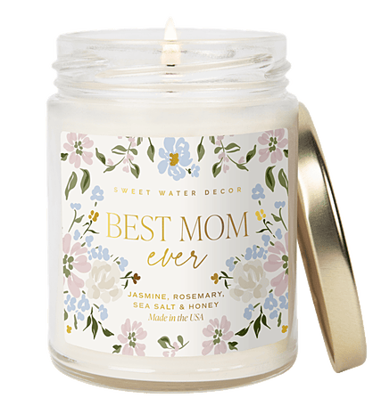 Best Mom Ever 9oz Candle With Patterned Label