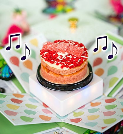 Strawberry Cake With Celebration Spinning Music Stand