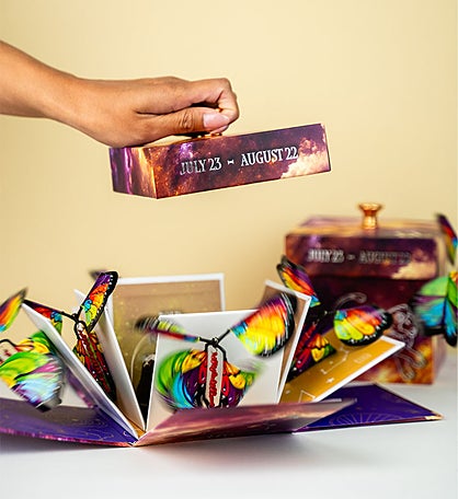 Leo Astrology Birthday Gift With Butterfly Surprise And Cake