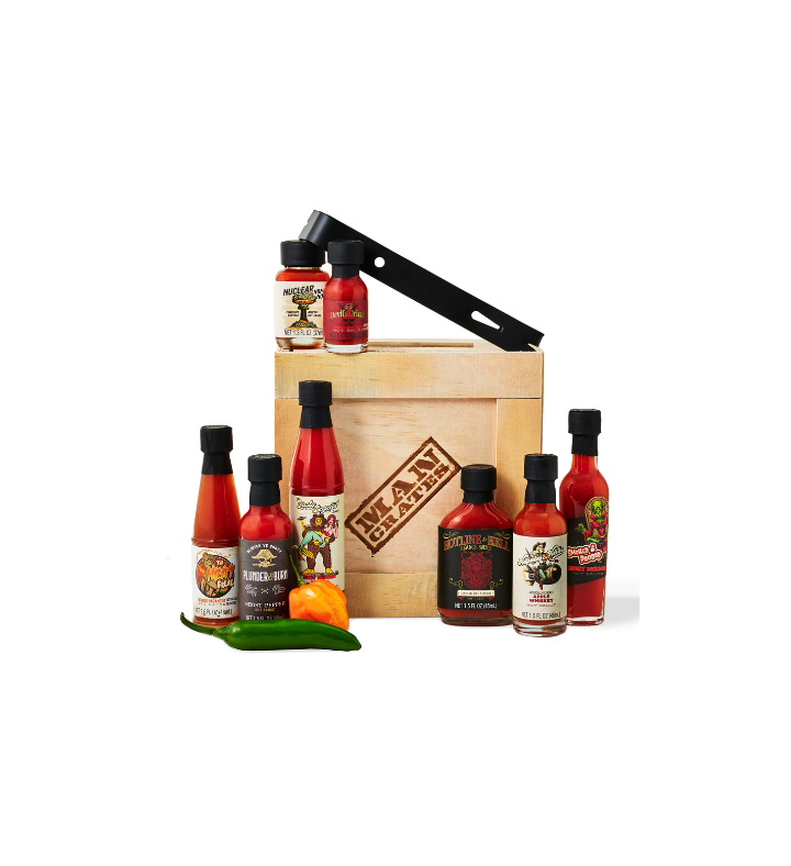 Man Crates Hot Sauce Crate, Set Of 8