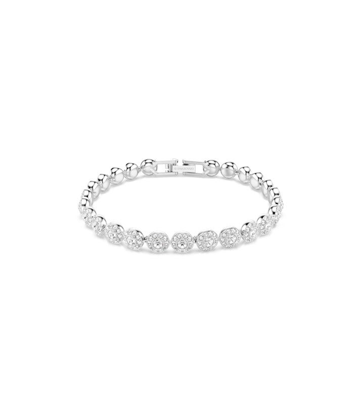 Una Angelic Bracelet, Round Cut, Small, White, Rhodium Plated