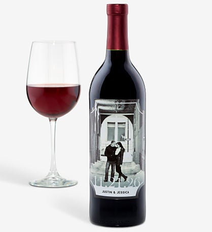 Our Wedding Personalized Photo Wine Bottle Labels