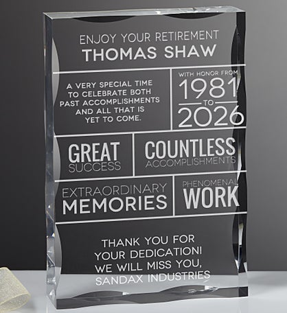 Retirement Wishes Personalized Keepsake Block