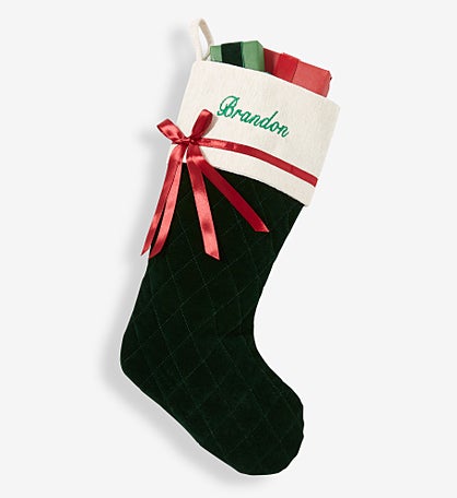 Winter Classic Personalized Quilted Stockings with Bow