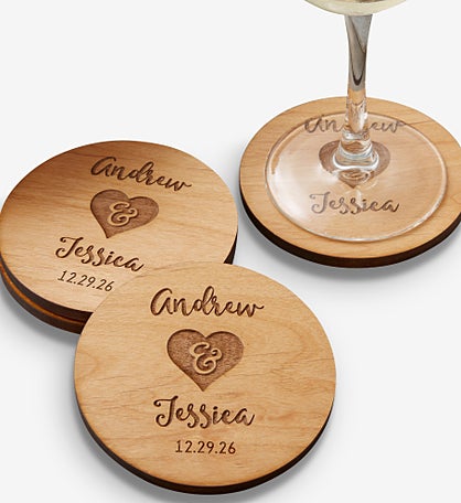 Rustic Wedding Party Favors Personalized Coaster